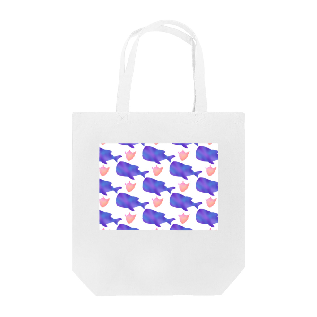 リリラレのハリスパ シルエット総柄🐠ホワイト Tote Bag