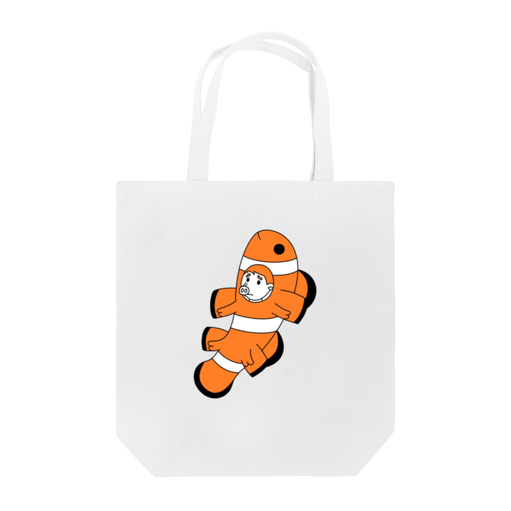 豚人イラストのパンダ武島のカクレブタノミ（縦） Tote Bag