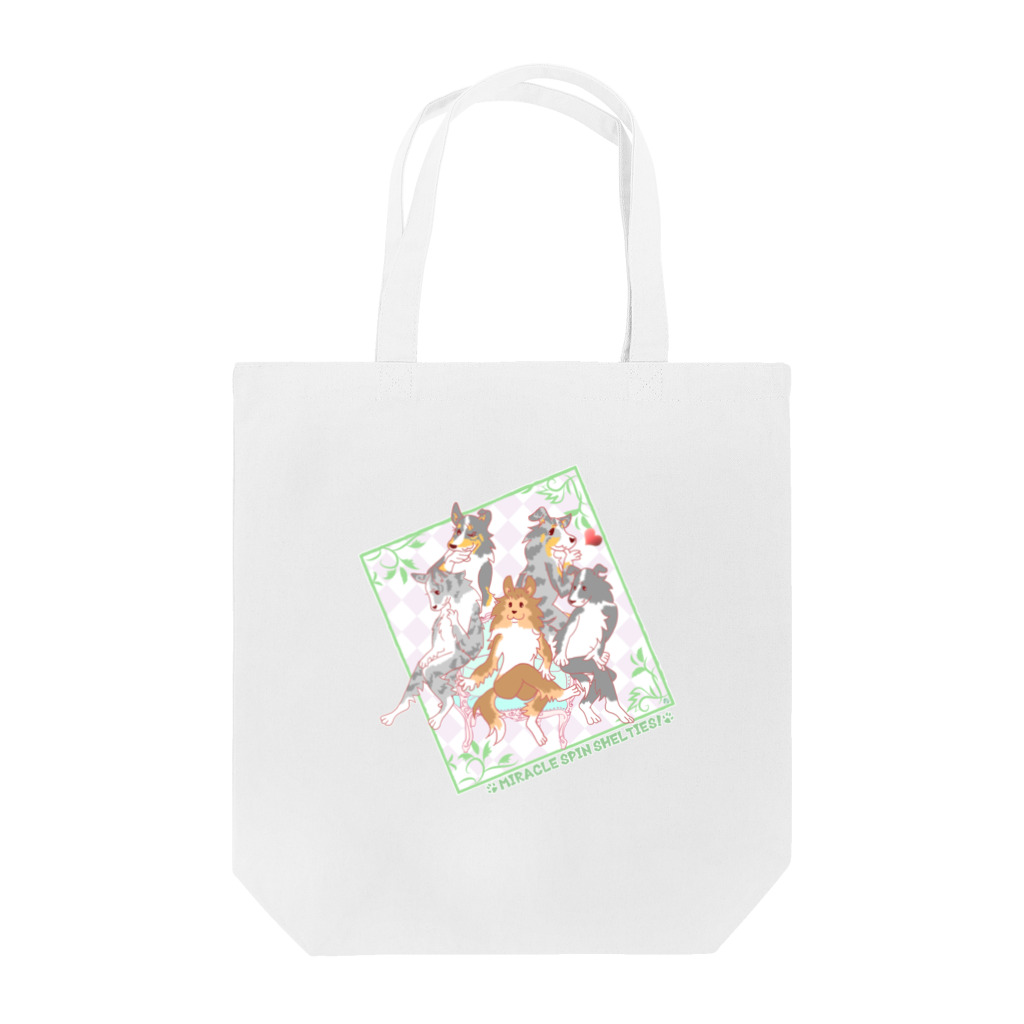 Airy BlueのMiracle spin Shelties! side F Tote Bag