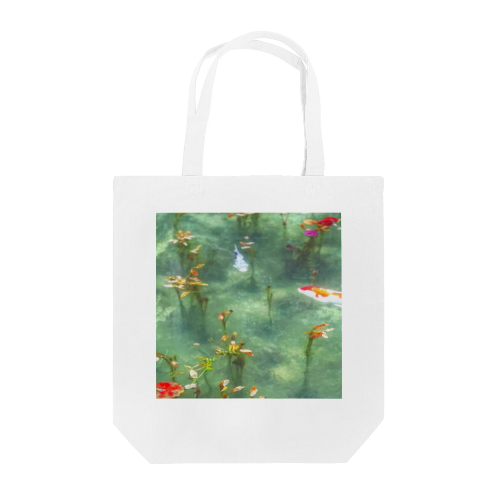 月が星を蝕べる時のモネの池の様子 Tote Bag