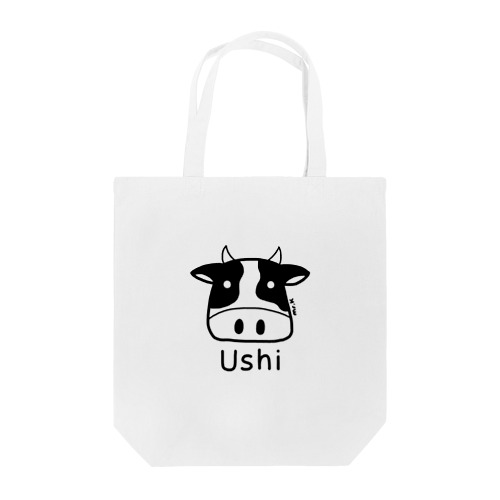 Ushi (牛) 黒デザイン トートバッグ