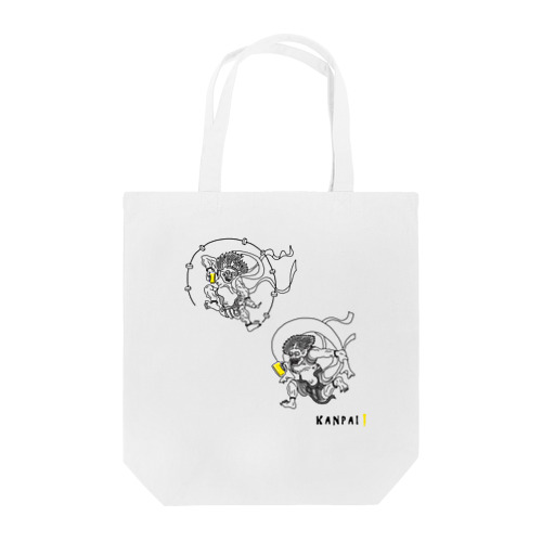 名画 × BEER（風神雷神）黒線画 Tote Bag