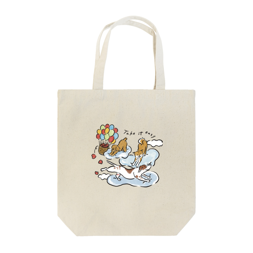 omamiの気楽にいこうぜ　雲に乗る犬 Tote Bag