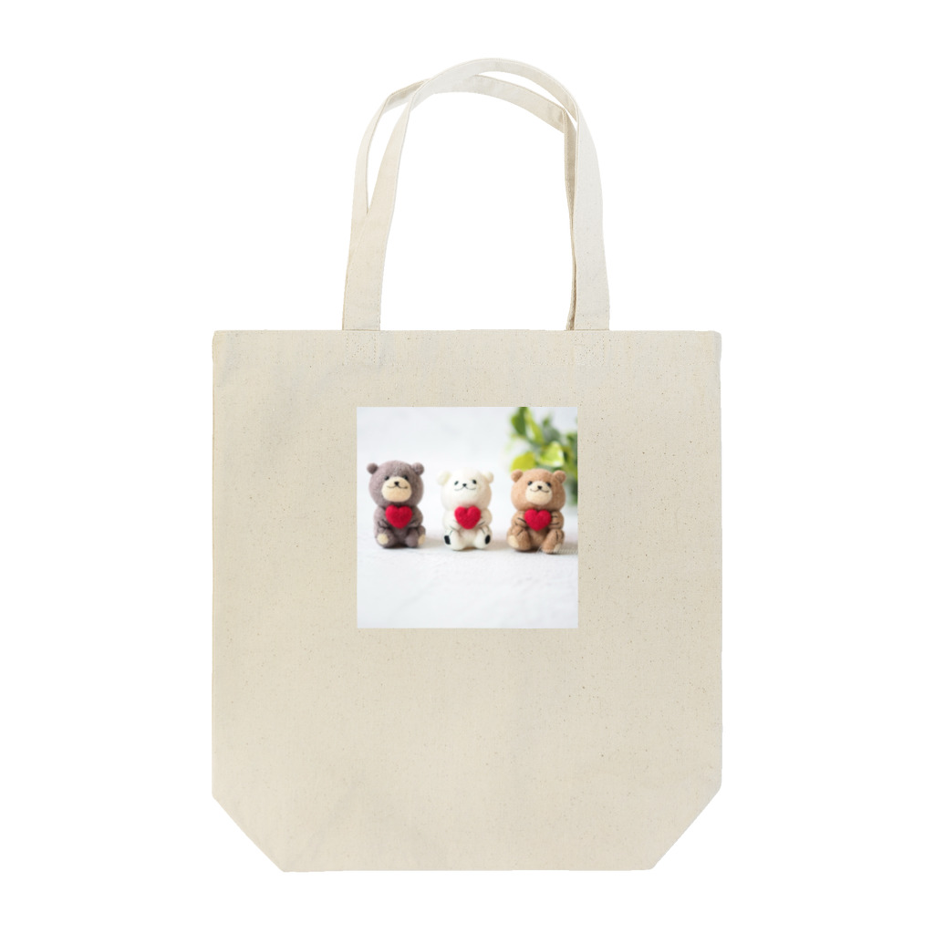 kumamia（くまみあ）のくまの３兄弟 ぷっくりハート:赤 Tote Bag