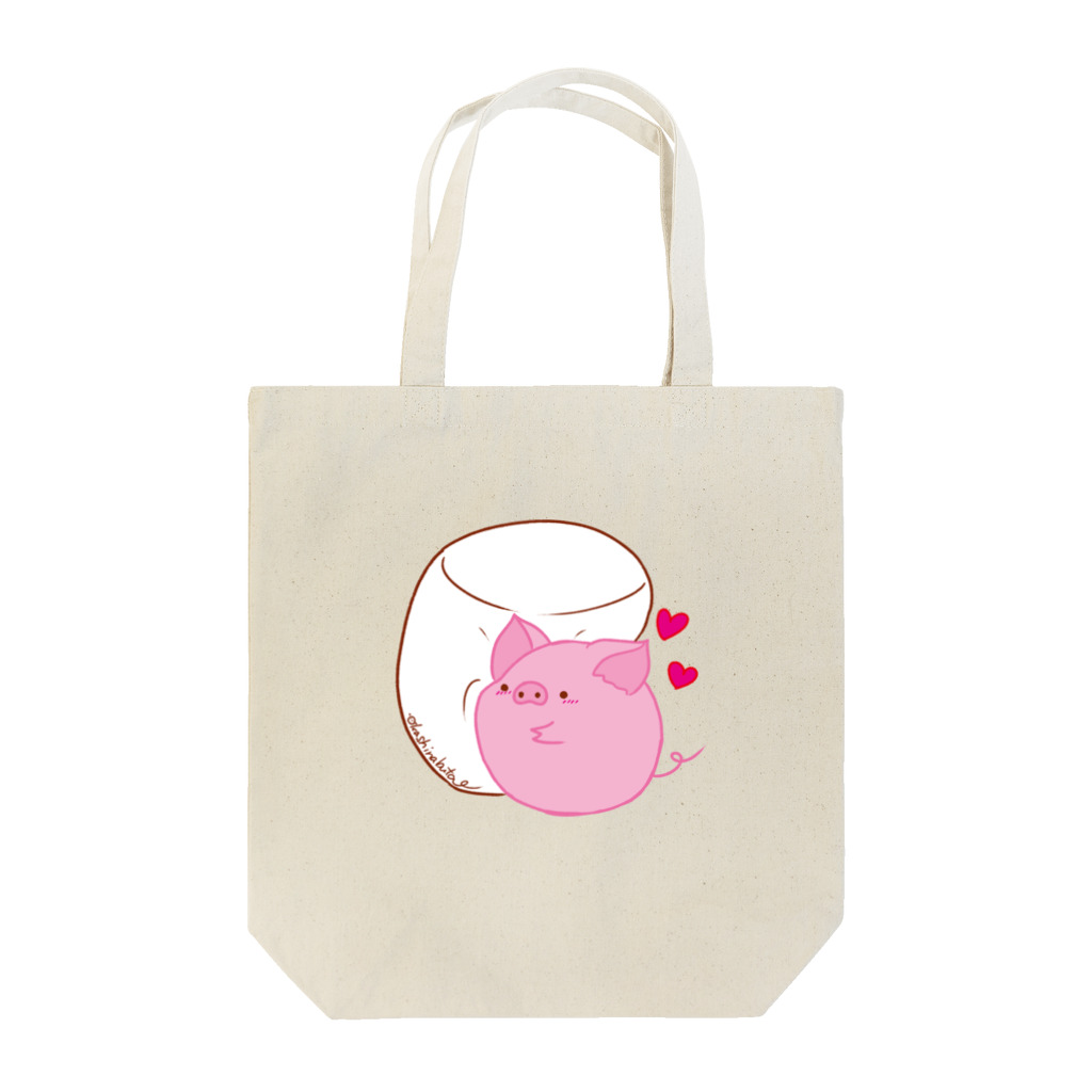 Draw freelyのぶたくんとマシュマロ Tote Bag