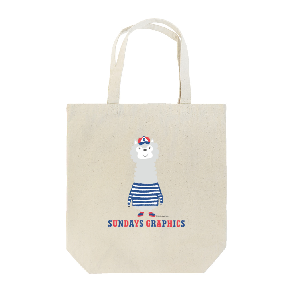 SUNDAYS GRAPHICSのボーダーTのアルパカさん Tote Bag