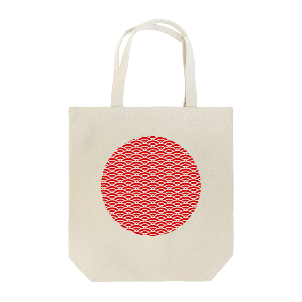 JapaneseRubberStampsの丸い青海波　赤 Tote Bag