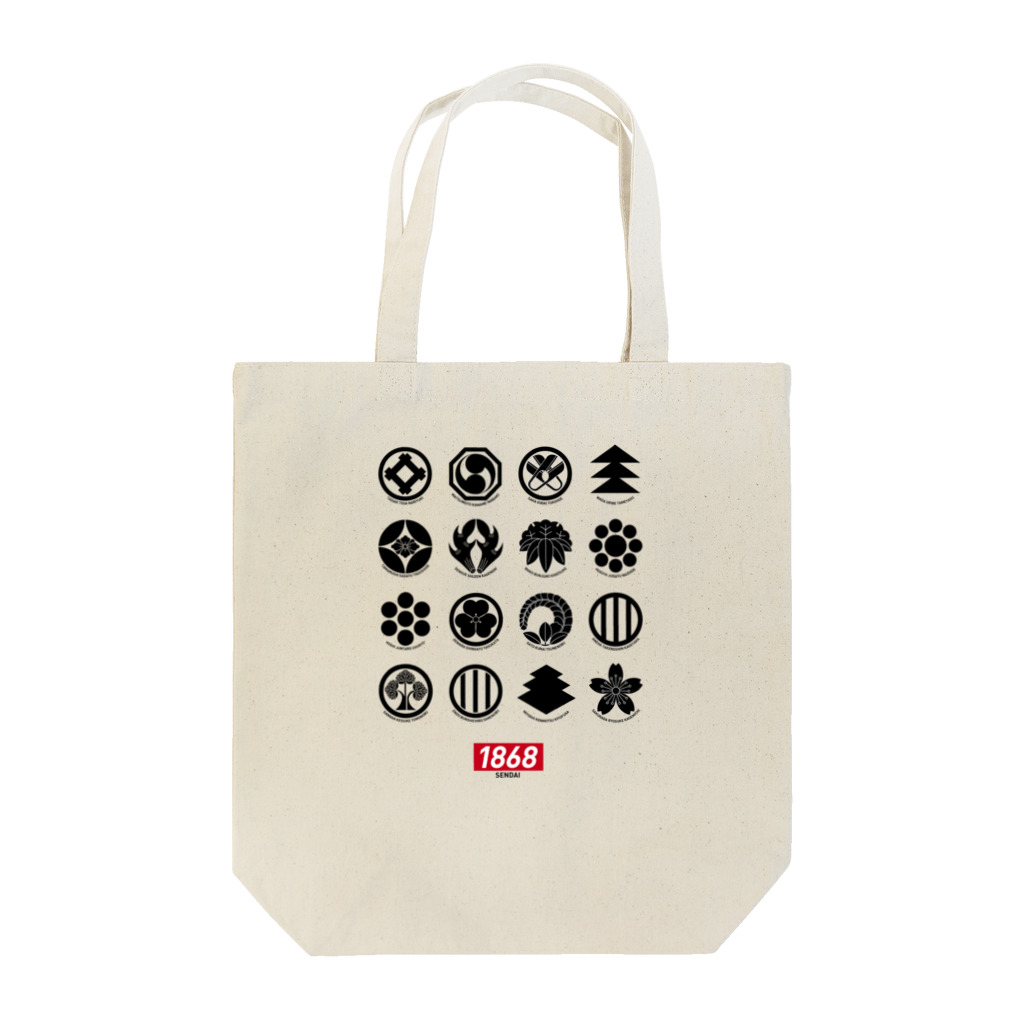 Graphic Design Works Quattroの郷土史デザインNo.8・仙台藩士家紋トート（墨紋） Tote Bag