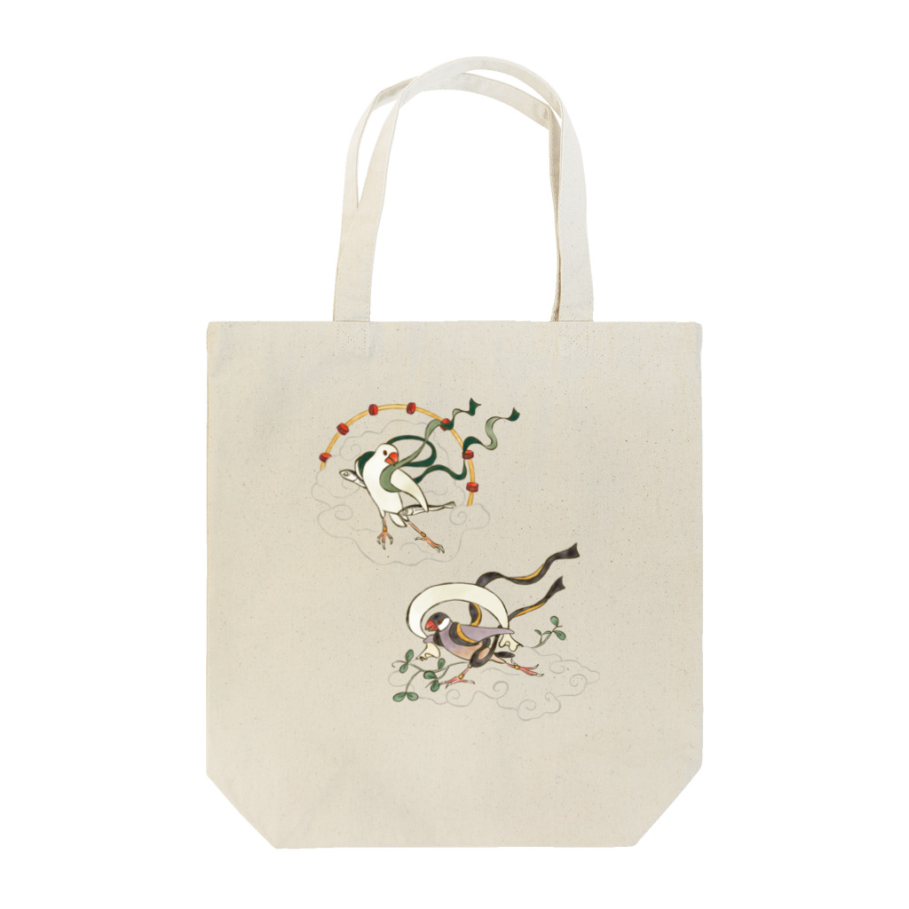 もしもしこちら文鳥の文鳥風神雷神 Tote Bag