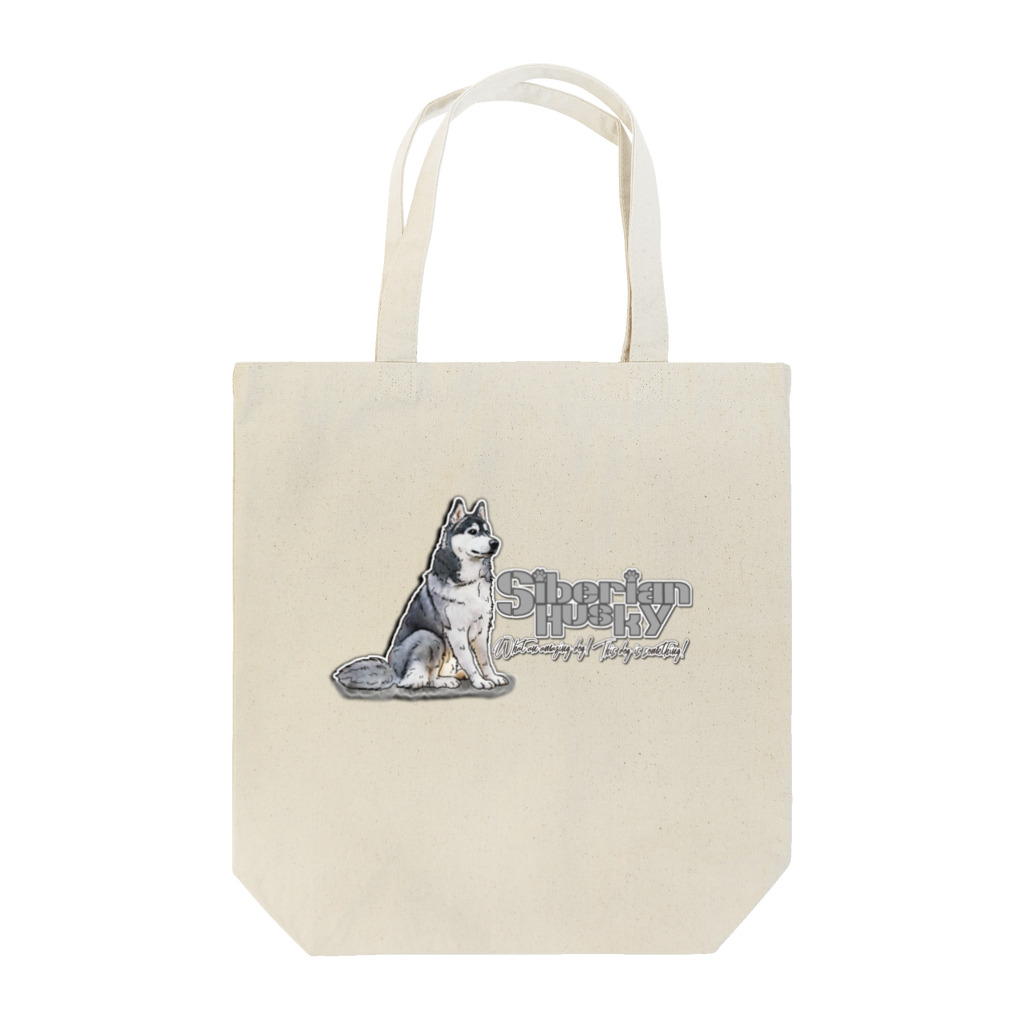 オリジナル工房プリントンのシベリアン ハスキー イラストプリント Tote Bag