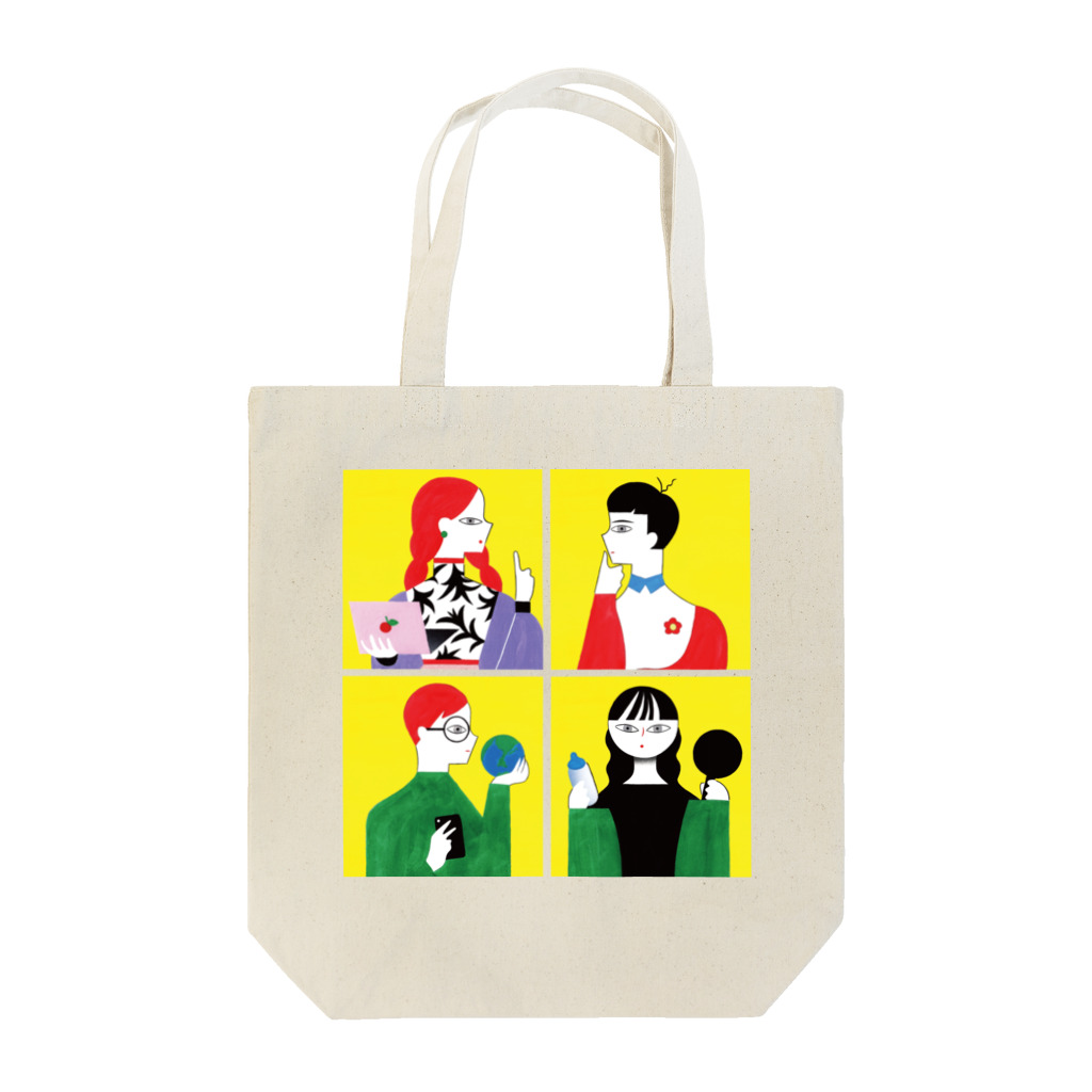 生き方見本市TOKAIの3.全員黄色正方形（小　右端） Tote Bag