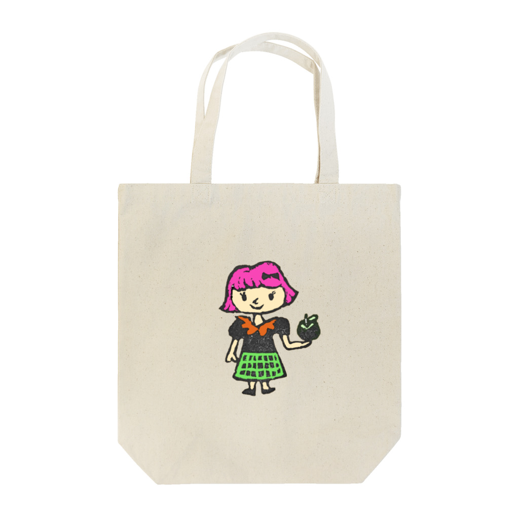 ドキドキ星人の女の子とりんご Tote Bag