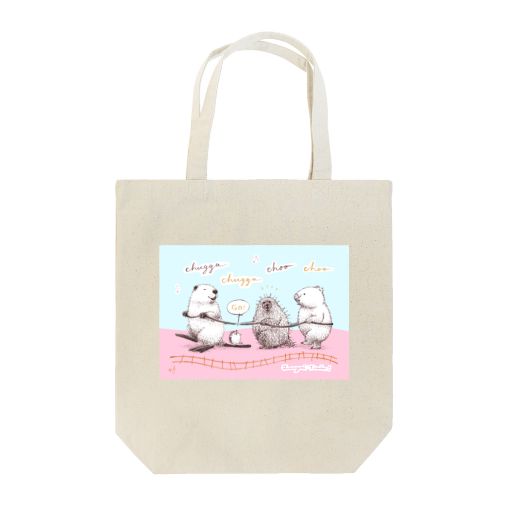 Tomomi Fujiiのずんぐり屋のずんぐりトレイン Tote Bag