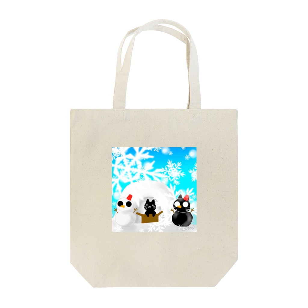 くろねこさんのくろねこさんと雪だるま Tote Bag