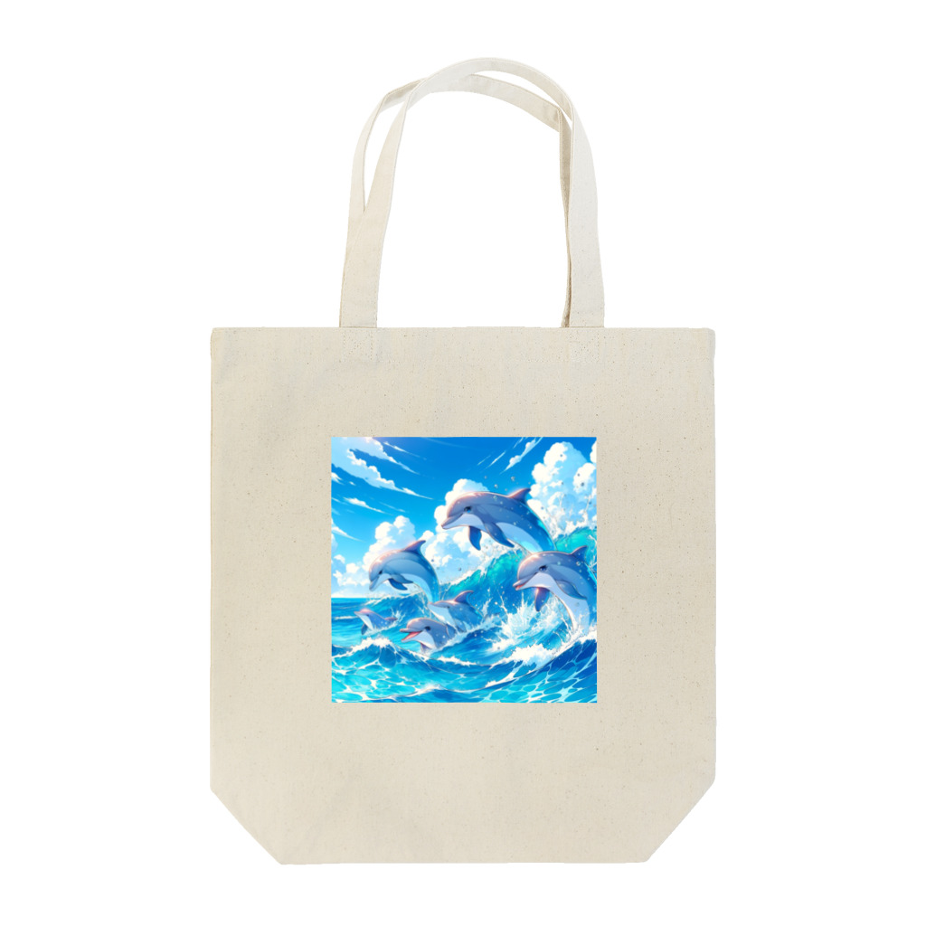 snow-birdの海で遊ぶイルカたちの楽しい風景 Tote Bag