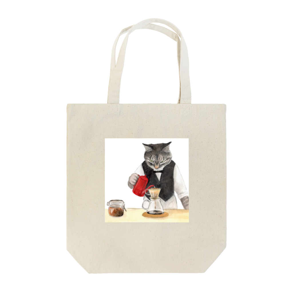  藤ねこりえ/ 𝙁𝙐𝙅𝙄𝙣𝙚𝙘𝙤𝙧𝙞𝙚の美味しいコーヒーを淹れる猫 Tote Bag