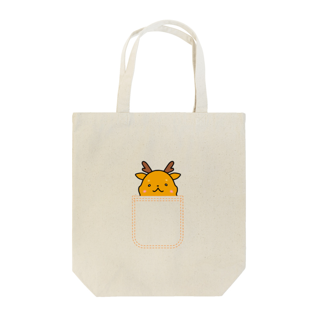 ゆるも鹿々堂のポケットインまめしか Tote Bag