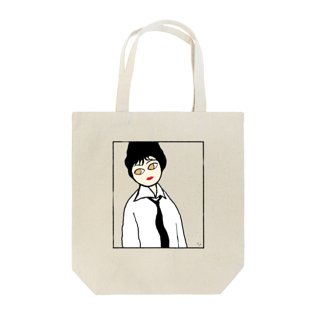 auaの黒いネクタイをした女 Tote Bag