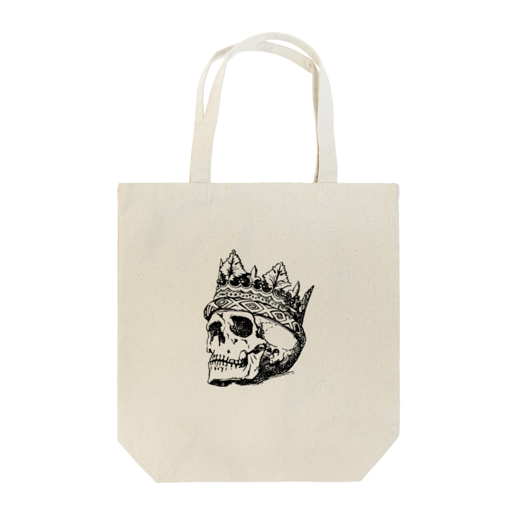 COOL&SIMPLEのBlack White Illustrated Skull King  トートバッグ