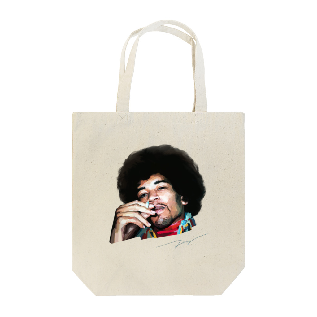 strat.Jay's shopのジミヘン ジミヘンドリックス Jimi Hendrix イラスト 絵 ロック ギター ギターリスト ブルース Tote Bag