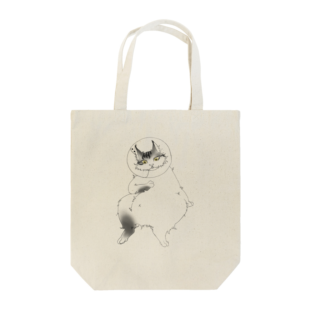 竜胆のおいら去勢中猫 線画 Tote Bag