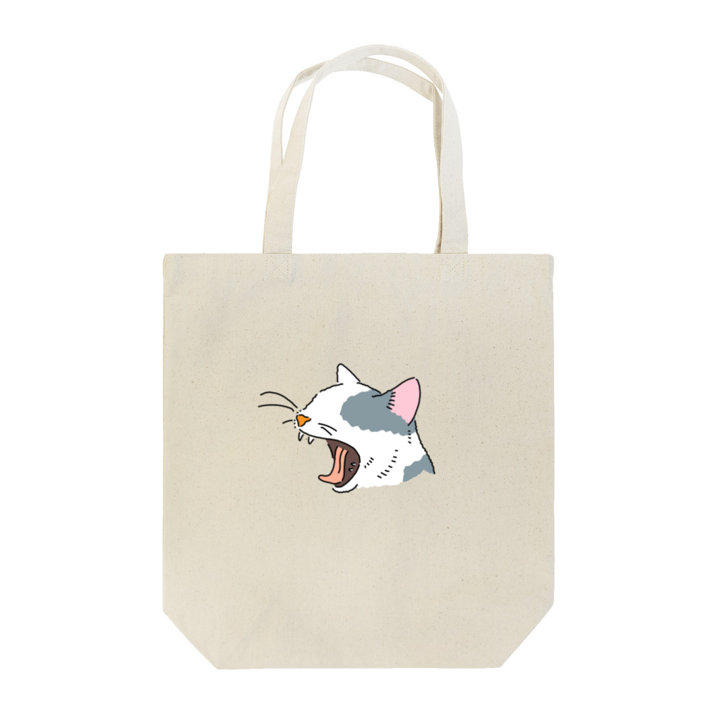 はまぐさ商店のあくび　黒ぶち猫 Tote Bag