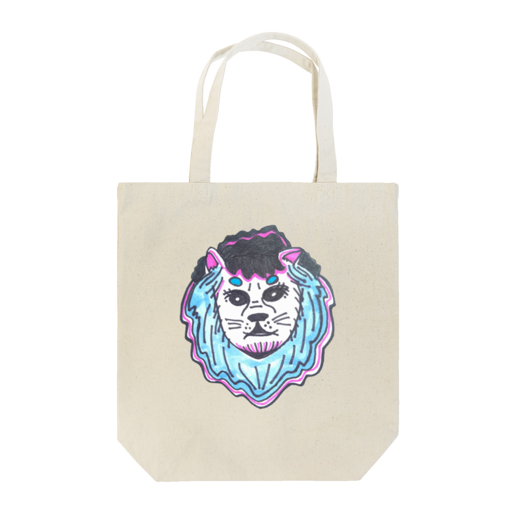 Heart PeaのLion Blue ライオンブルー Tote Bag