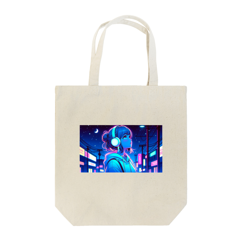 DesignColorsのネオンカラーな夜の少女 Tote Bag