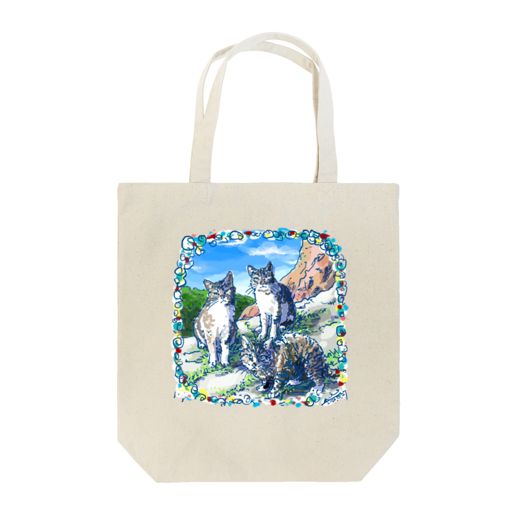 Atelir SOLEILのミコノス島の山登り猫 Tote Bag