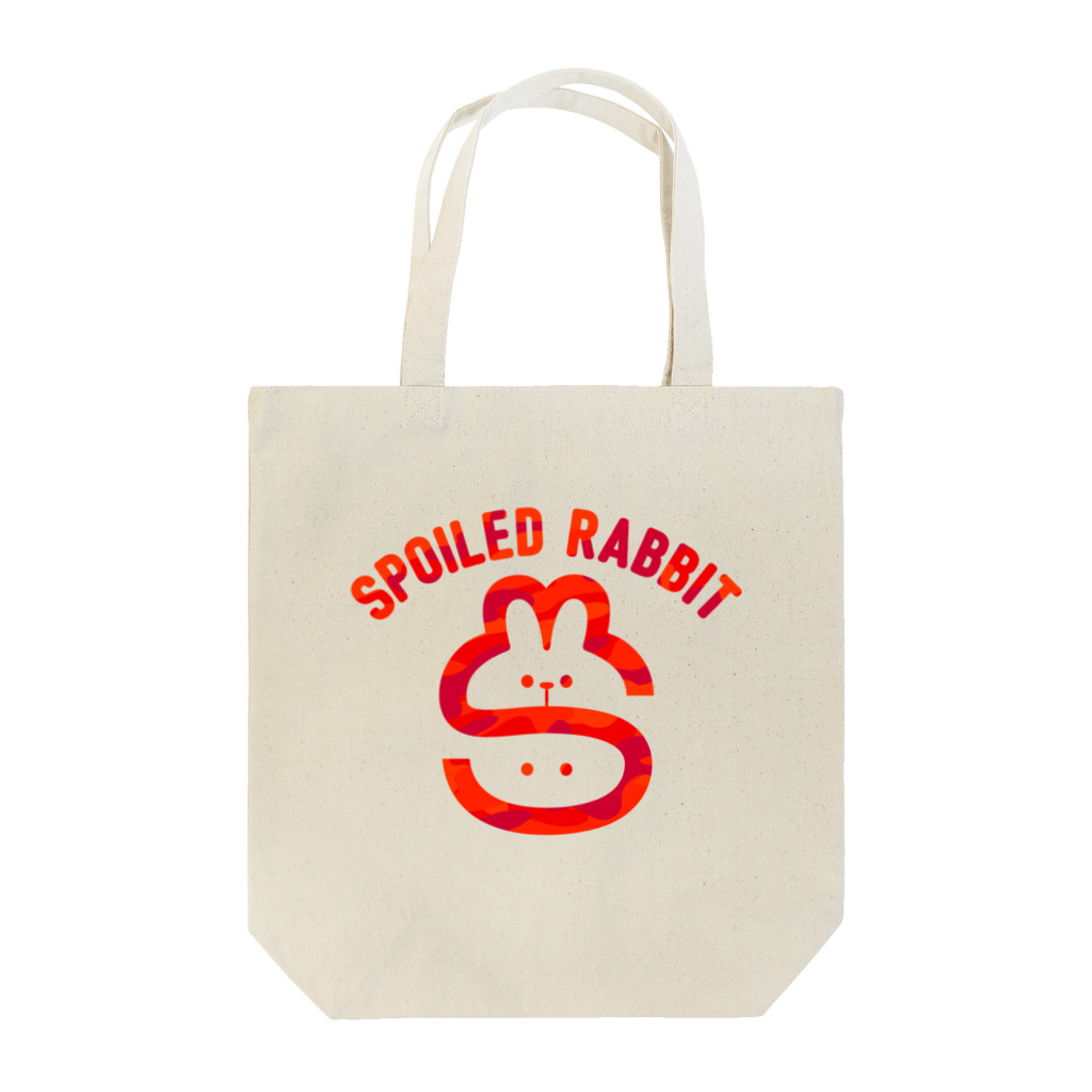 AKIRAMBOWのSpoiled Rabbit & Smile Person - RED / あまえんぼうさちゃんとあのひと - レッド トートバッグ