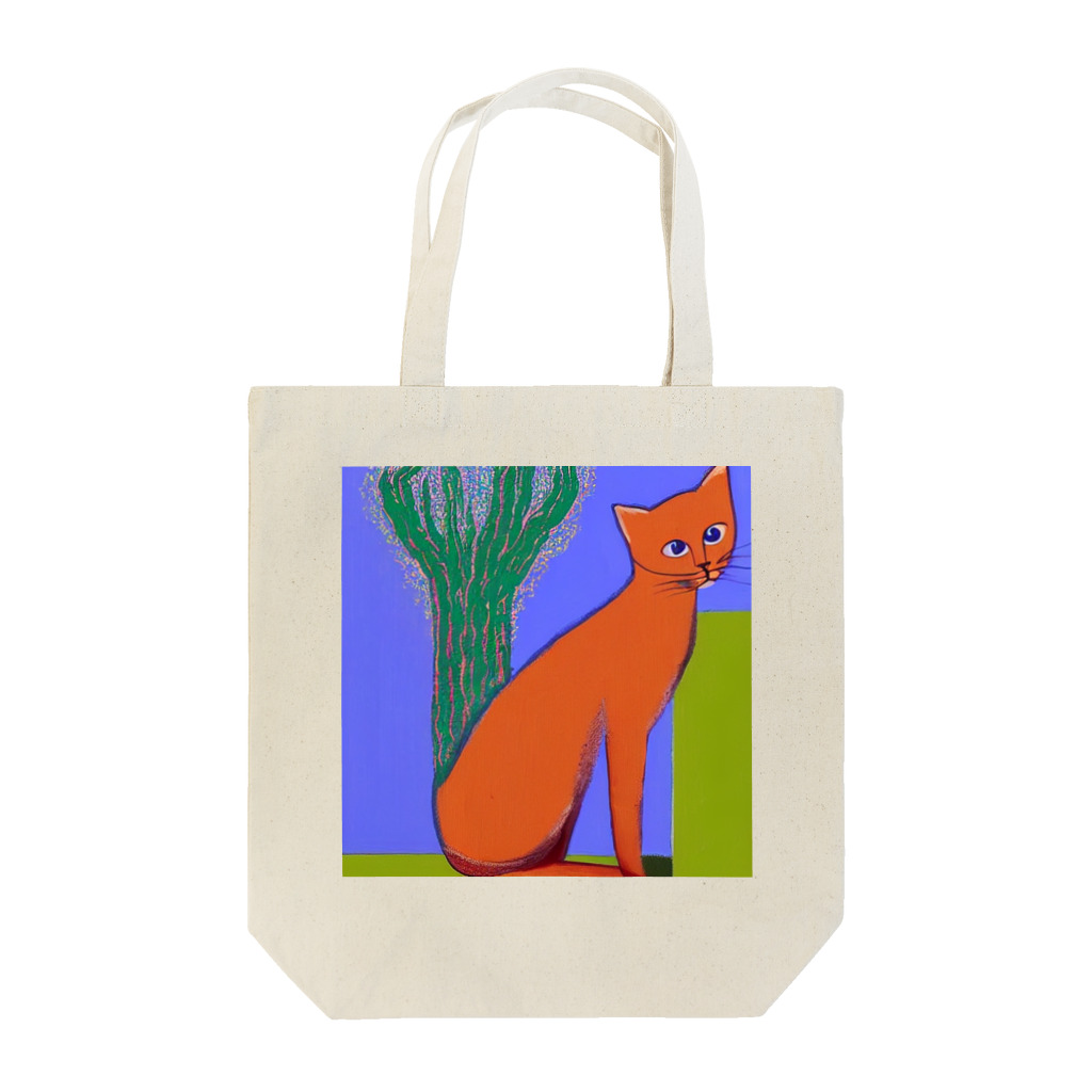 withCatsの背中のかゆい猫がサボテンを利用している Tote Bag