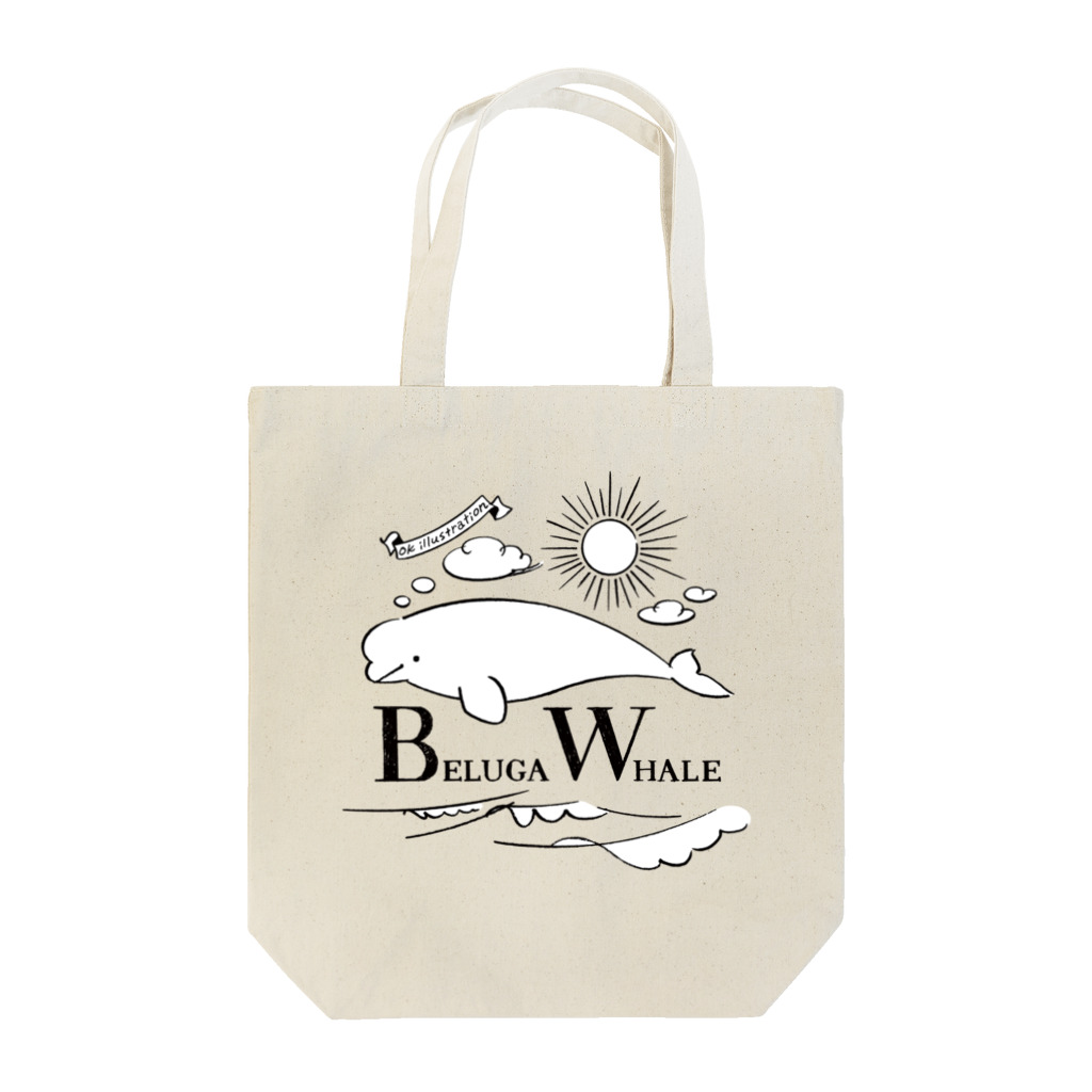 ogura kyoko illustrationのFlying beluga whale / 空飛ぶシロイルカ Tote Bag