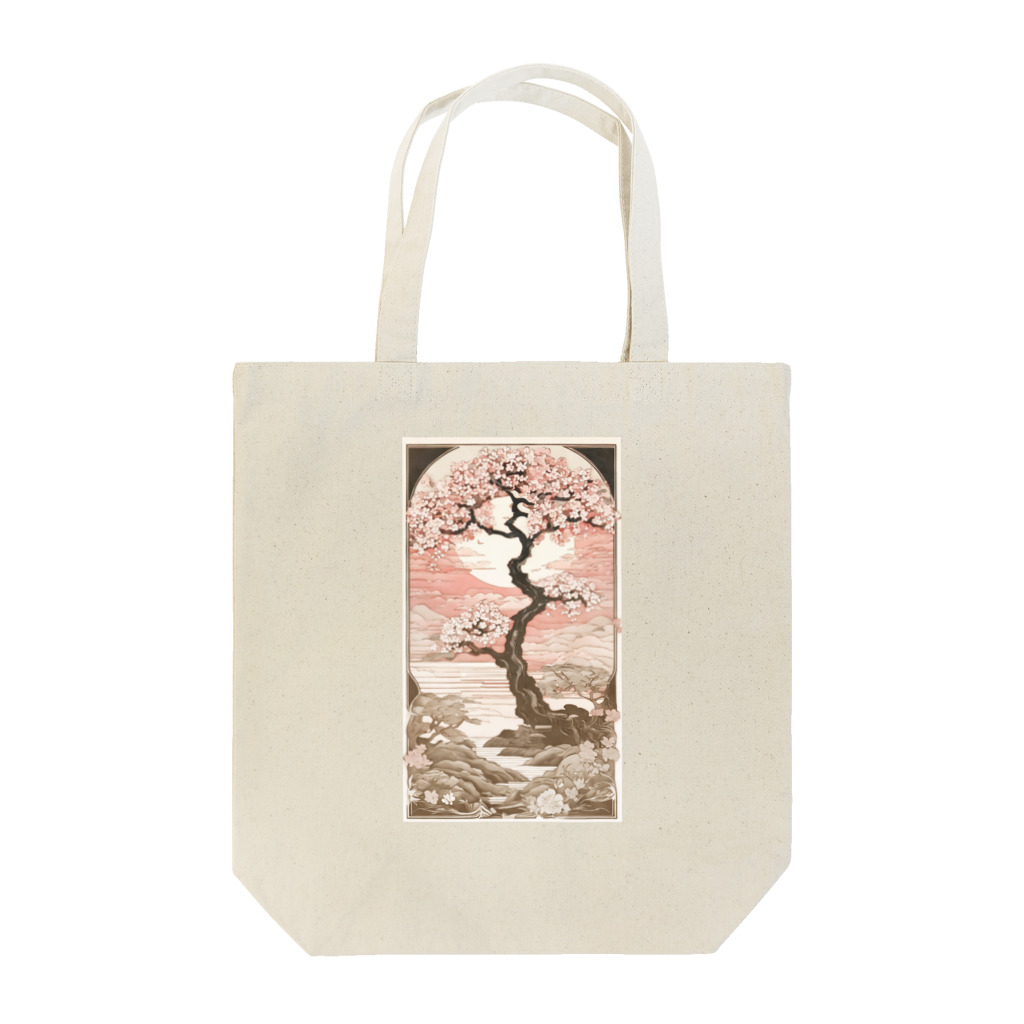 楽輝世のペーパークラフト風 水彩画「桜07」 トートバッグ