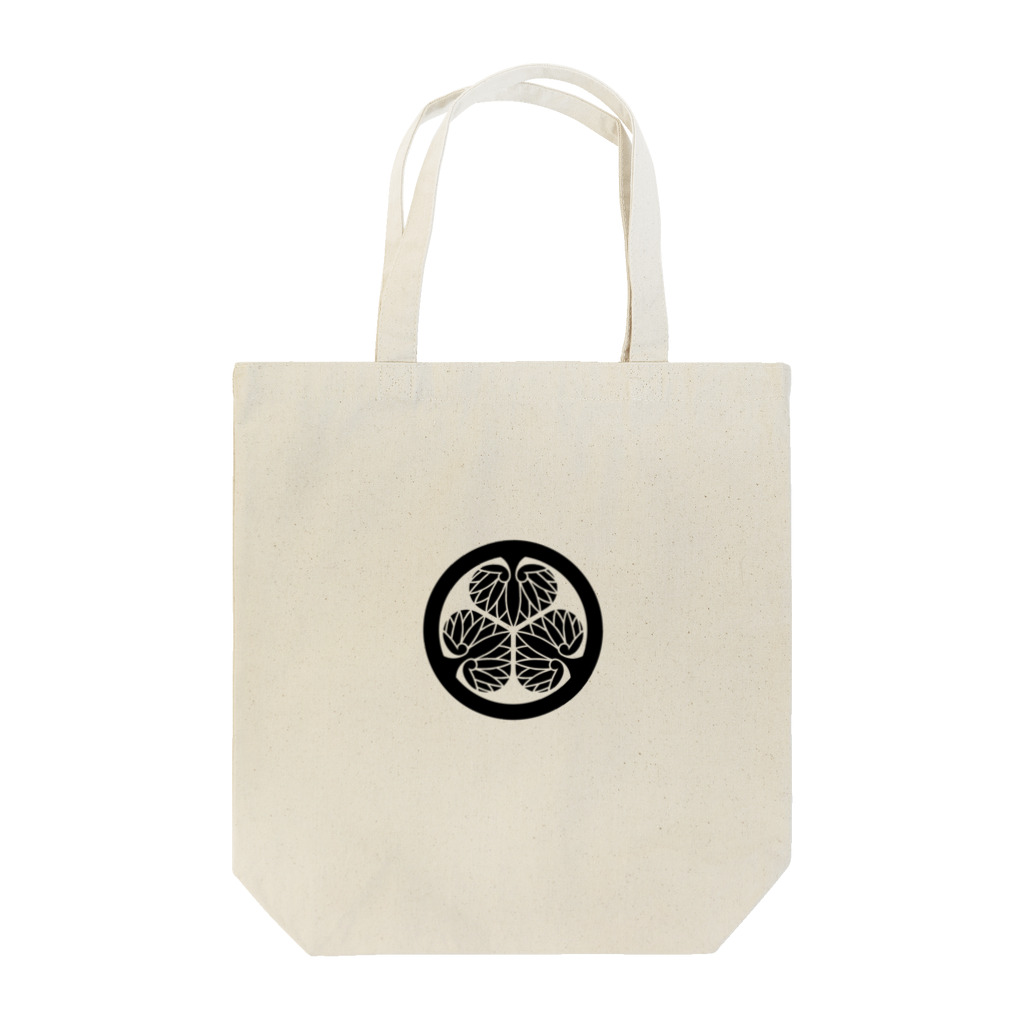 sengokuartの徳川家康 家紋 三つ葉左葵巴の紋 葵（黒） Tote Bag