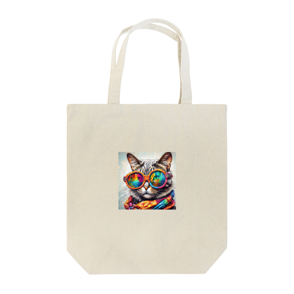 だんのんのカラフルメガネをかけた猫 Tote Bag