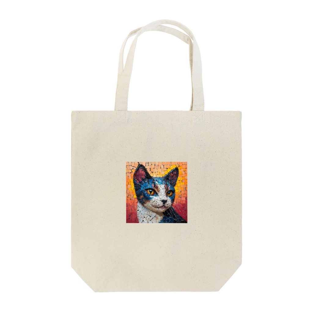 TubuTechのモザイク ブルーキャット Tote Bag