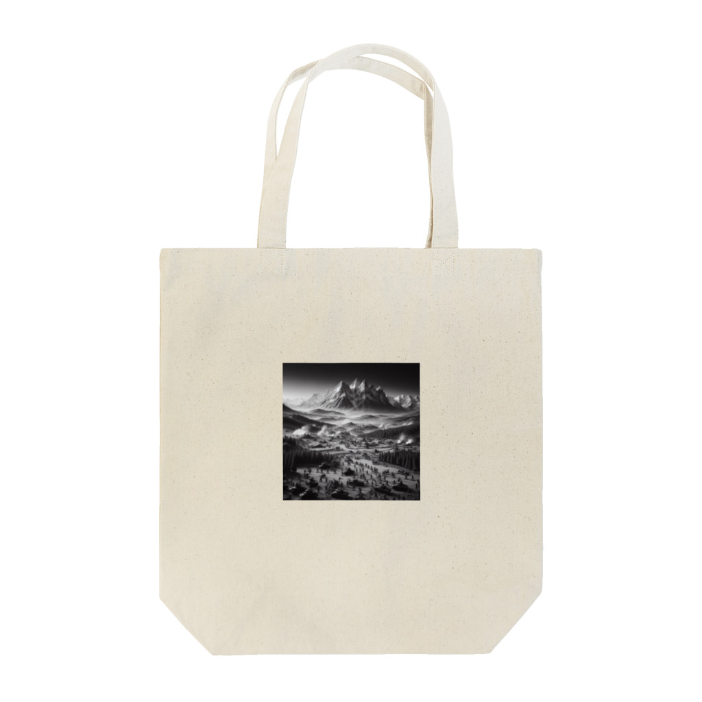 yohiti193の（モノクロ写真風）山間の戦場のジオラマ② Tote Bag