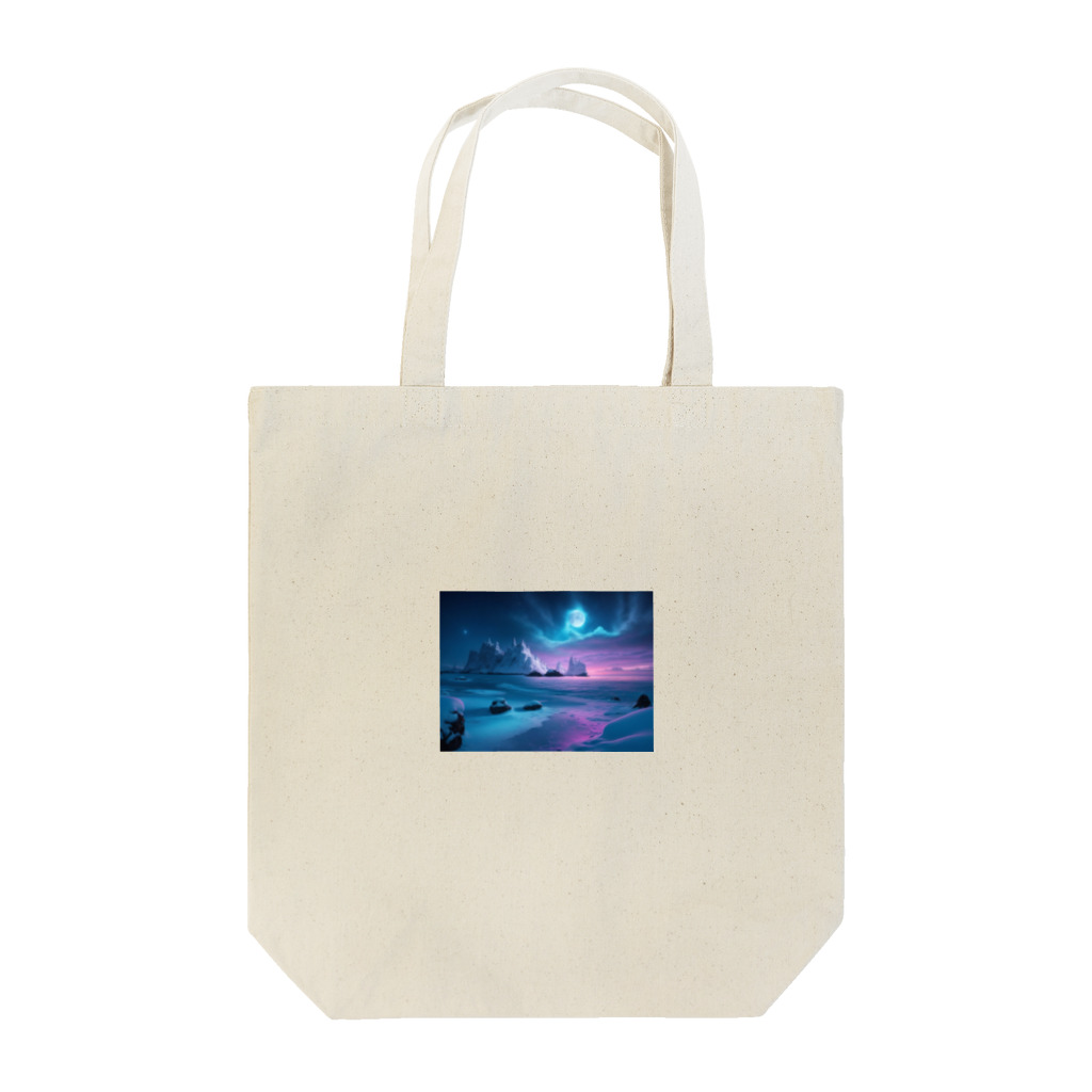 RetroRevive Treasuresの月とネオンの海辺 Tote Bag