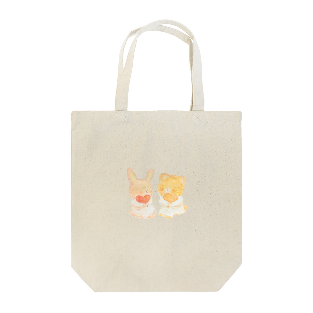 ふわふわの森のくまぺすとうさぺすのハート Tote Bag