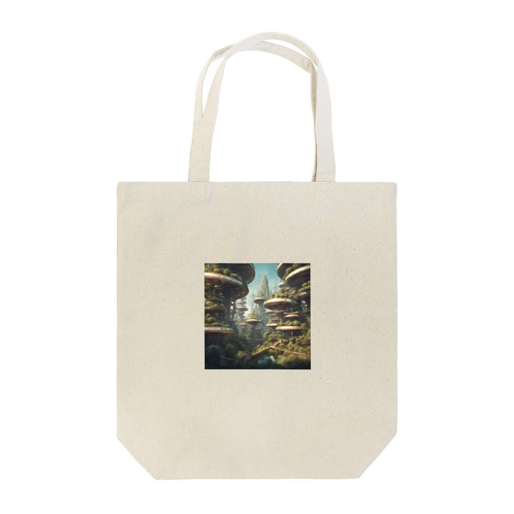 アーミタイの景色がきれいな町のイラストグッズ Tote Bag