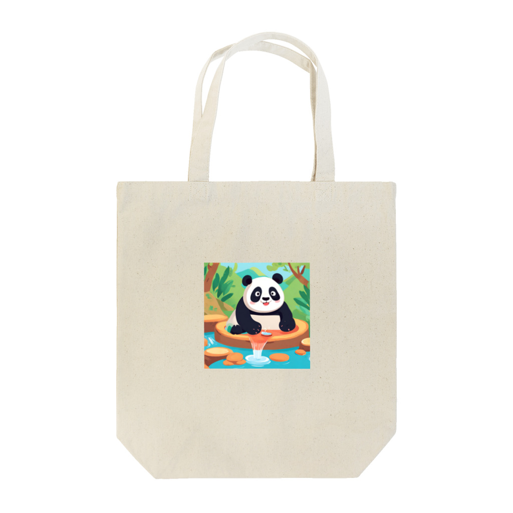 萌えキャラ大好きの温泉を楽しむパンダイラストのグッズ Tote Bag