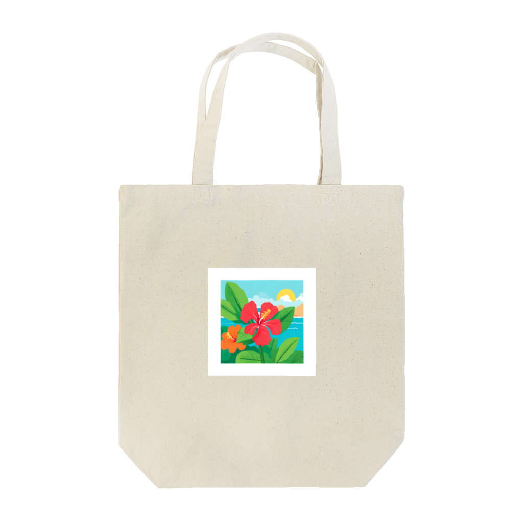 Flower Twinkleの太陽光とハイビスカス Tote Bag