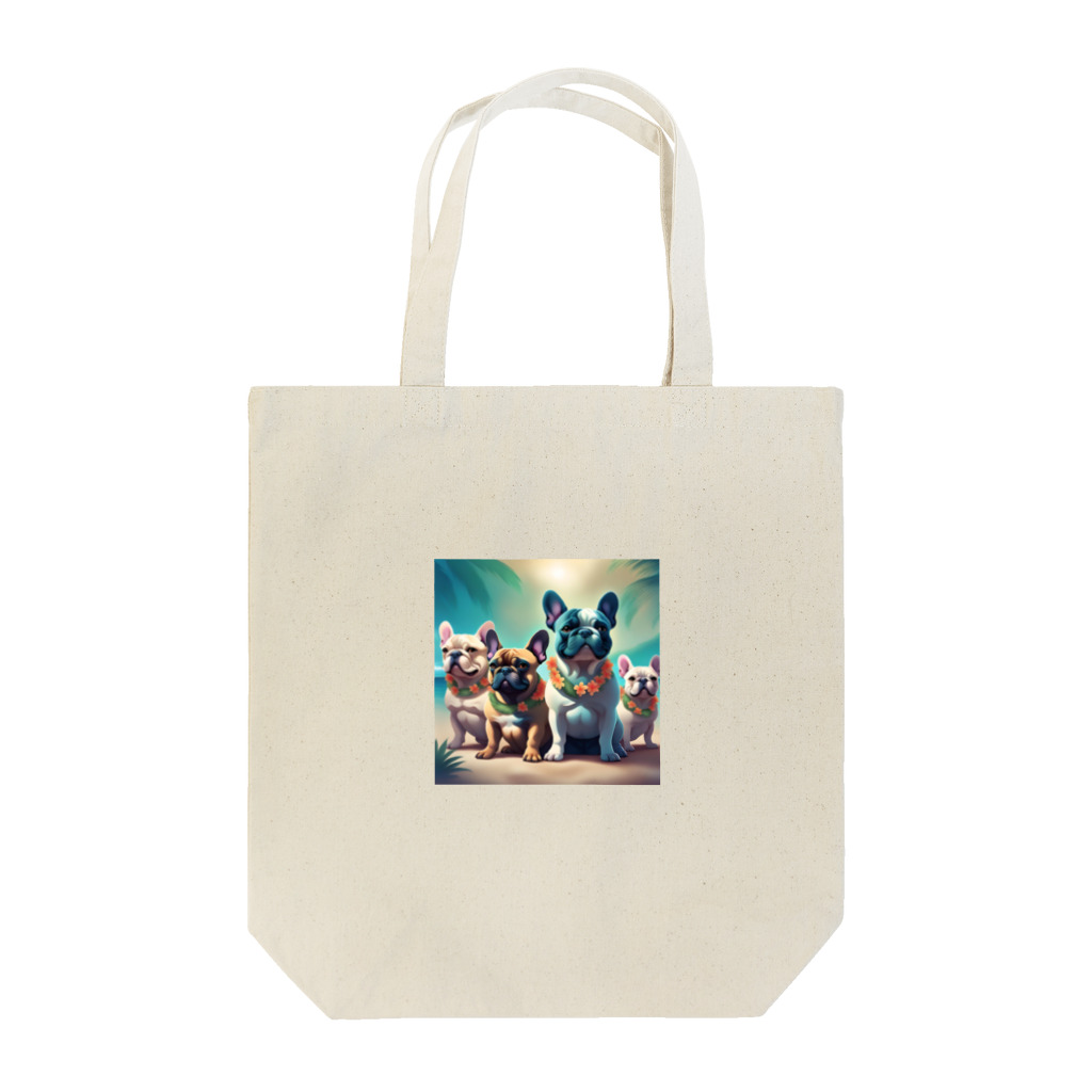 ChicCanvas Boutiqueのハワイアンで佇むフレンチブルドッグ達 Tote Bag