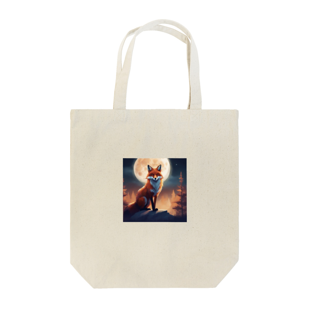 ブルーレイの月の光に輝く夜の狐 Tote Bag