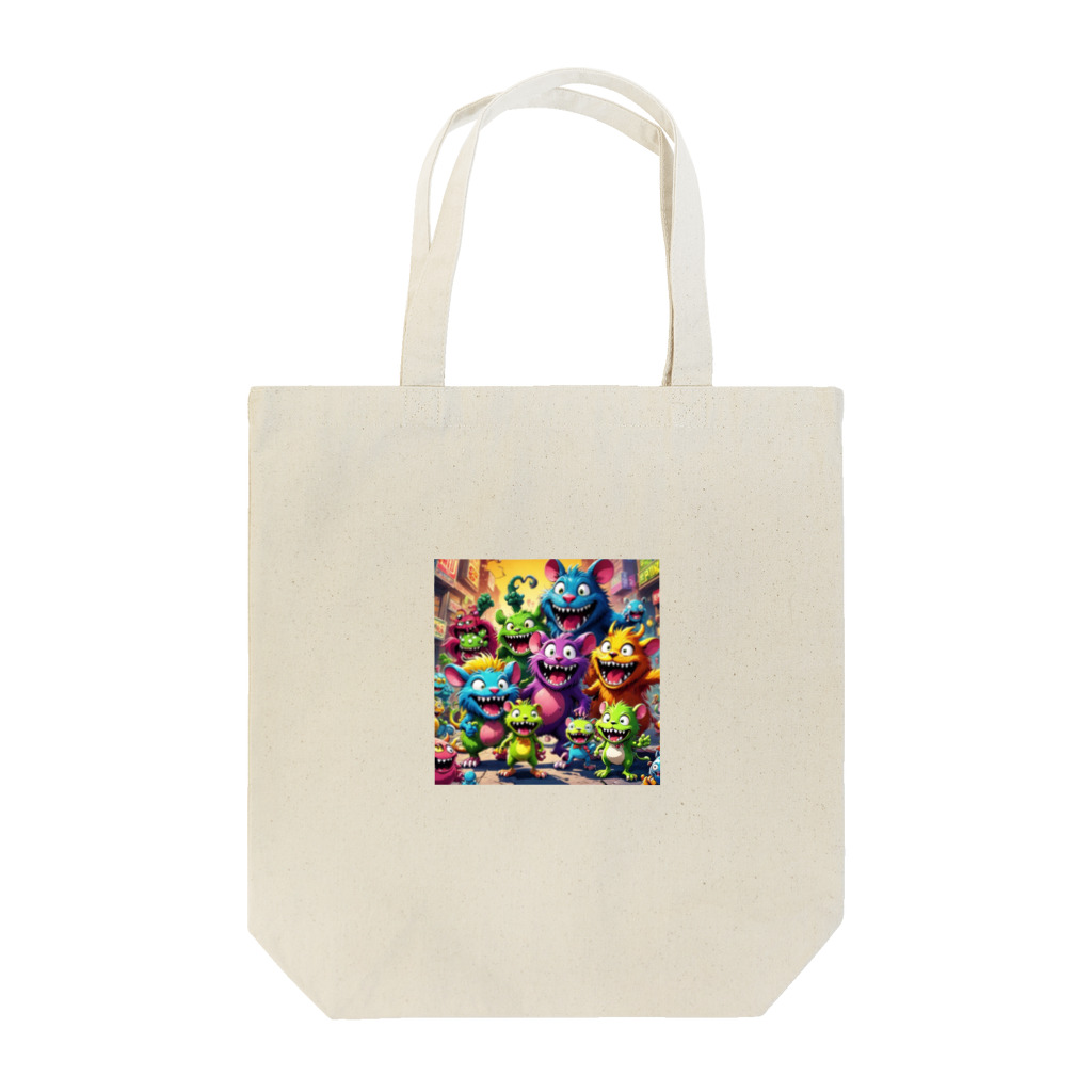 LEAD !のモンスターの親子が笑顔で楽しそうに遊んでいる風景 Tote Bag