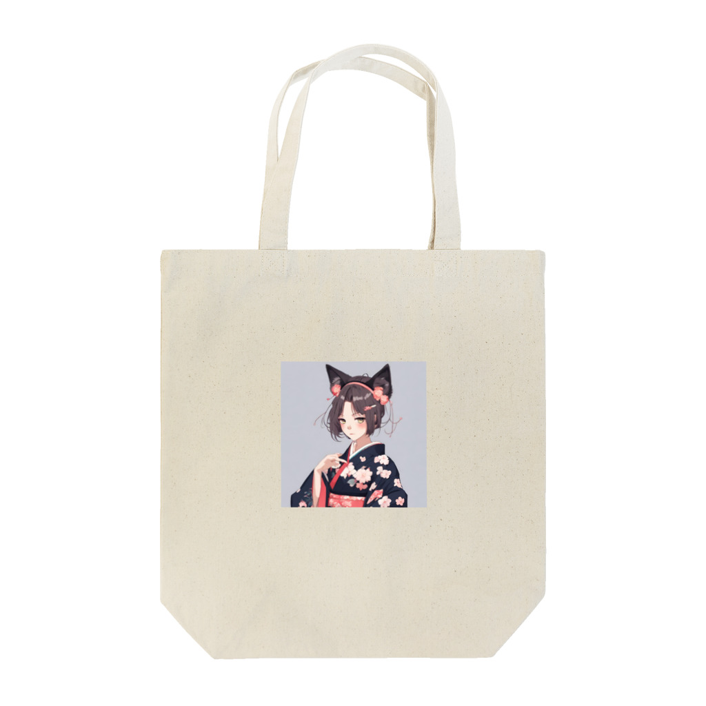 ショコラの和服に獣耳 Tote Bag