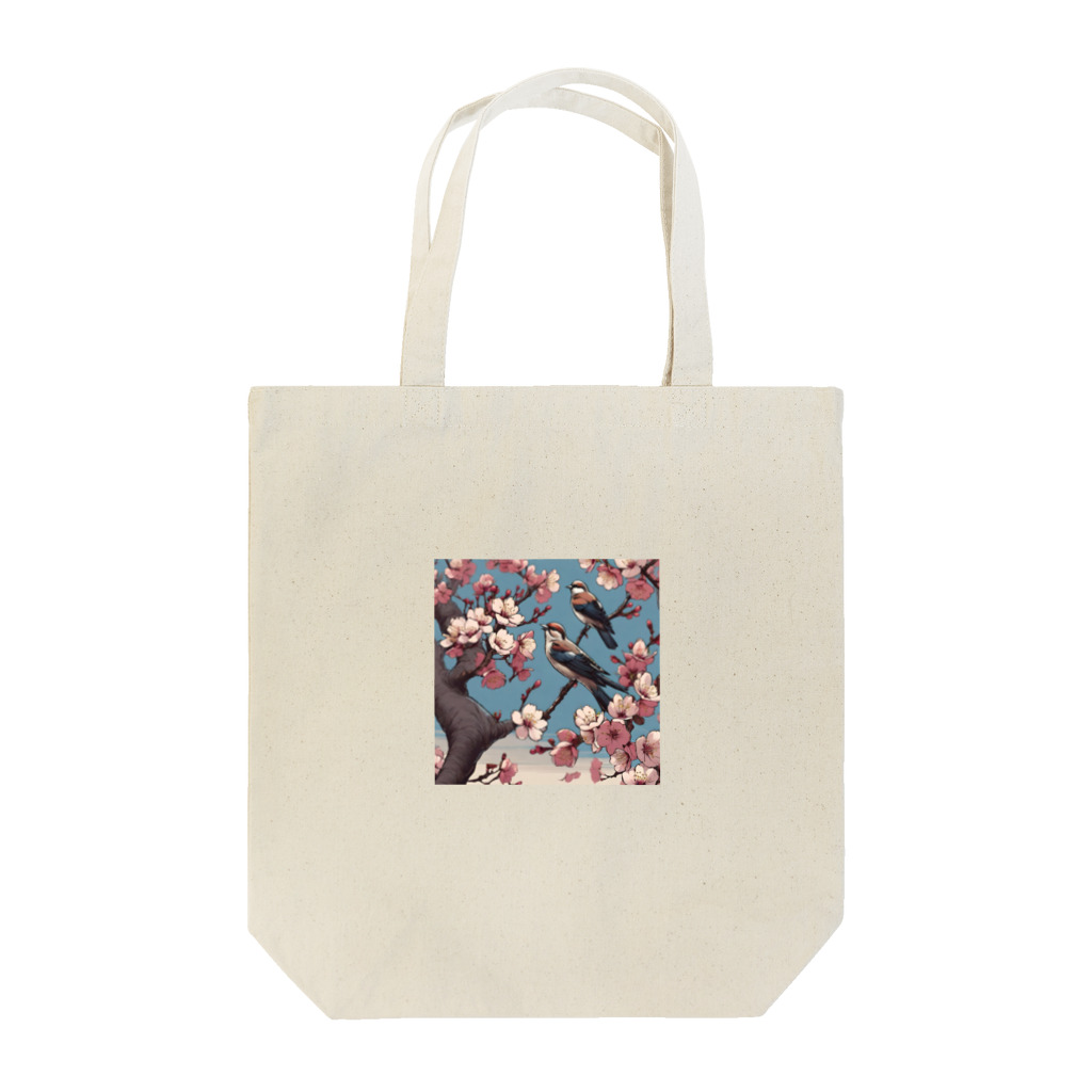 ウェブエンパイアの桜と雀（Cherry blossom & sparrow)  01 Tote Bag