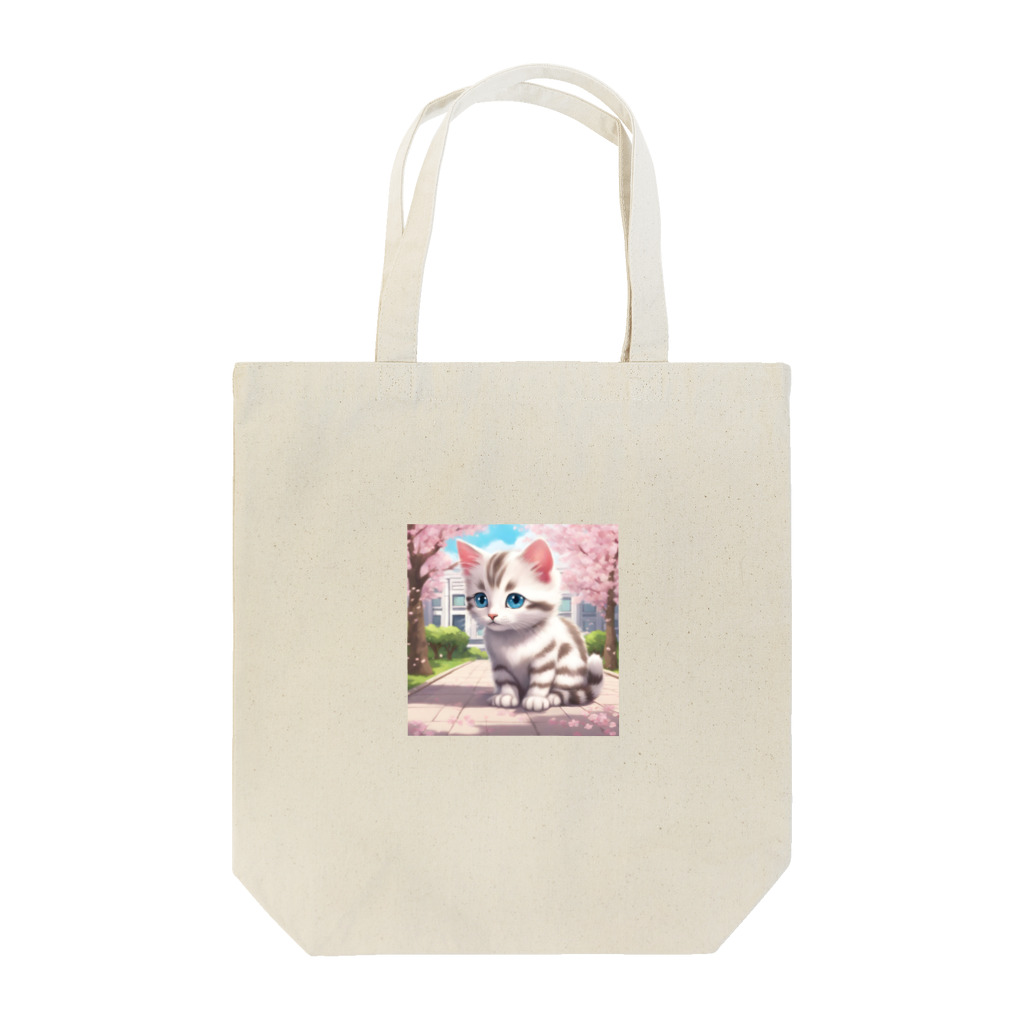 yoiyononakaの春と桜と虎縞白猫08 Tote Bag