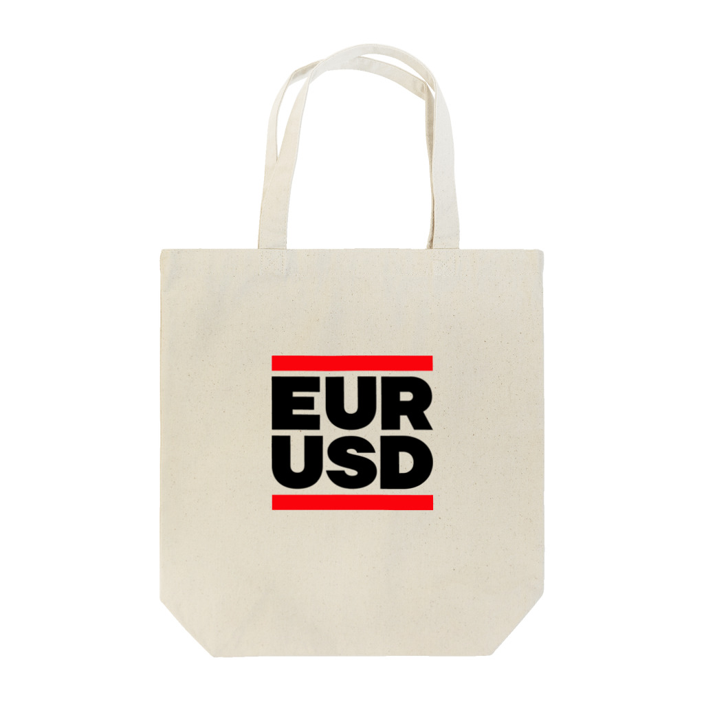 金融投資デザイン　カマラオンテ-ムラサキのユロドル ユーロドル EURUSD FX 為替 両替 　黒字黒フォント  トートバッグ