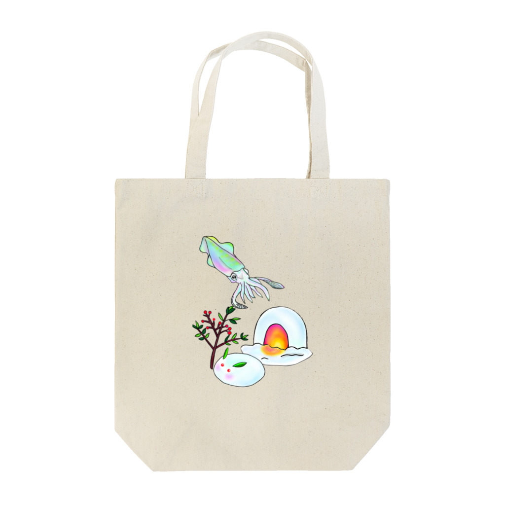 studioaruの冬の風物詩×イカ Tote Bag